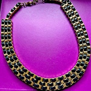 Leather and Gold Collar Necklace